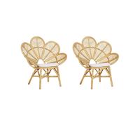 Beliani - Lot de 2 Chaises - Florentine - en Rotin Naturel, Beige Clair