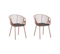 Beliani - Lot de 2 Chaises - Hoback - en Métal et Simili-Cuir, Cuivré et Noir