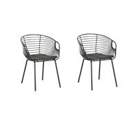 Beliani - Lot de 2 Chaises - Hoback - en Métal et Simili-Cuir, Noir