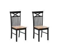 Beliani Lot 2 Chaises Noires en Bois Naturel de Qualité Design Simple et Universel pour Chaque Salle à Manger ou Cuisine Contemporaine