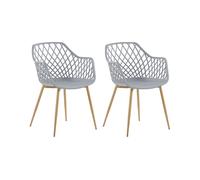 Beliani - Lot de 2 Chaises - Nashua - en Plastique et Métal, Gris et Bois Clair