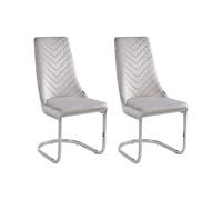 Beliani - Lot de 2 Chaises Porte-à-faux - Altoona - en Velours et Métal, Gris