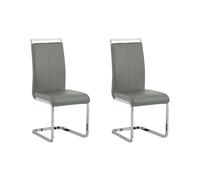 Beliani Lot de 2 Chaises Porte-à-faux en Cuir PU et Métal Gris et Argent Chromé