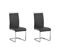 Beliani - Lot de 2 Chaises Porte-à-faux - Greedin - en Cuir PU et Métal, Noir et