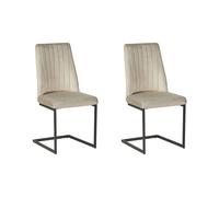 Beliani - Lot de 2 Chaises Porte-à-faux - Lavonia - en Velours et Métal, Taupe e