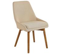 Beliani Lot de 2 Chaises Rembourrées et Tapissées en Tissu Beige sur Pieds en Bois Design Rétro Scandinave pour Salle à Manger Moderne