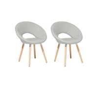 Beliani - Lot de 2 Chaises - Roslyn - Bois de Hêtre et Tissu, Gris Clair