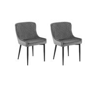 Beliani - Lot de 2 Chaises - Solano - Velours, Gris