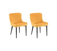 Beliani - Lot de 2 Chaises - Solano - Velours, Jaune