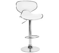 Beliani Lot de 2 Chaises Tabourets de Bar en Cuir PU Blanc et Métal Brillant Pivotantes et Réglables pour Cuisine ou Salle à Manger Ultra Moderne