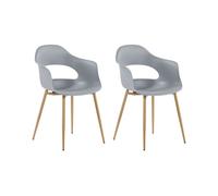 Beliani - Lot de 2 Chaises - Utica - en Plastique et Métal, Gris et Bois Clair