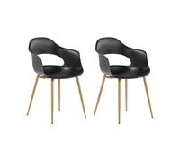 Beliani - Lot de 2 Chaises - Utica - en Plastique et Métal, Noir et Bois Clair