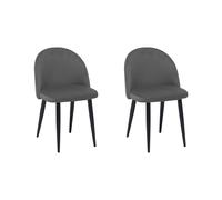 Beliani - Lot de 2 Chaises - Visalia - Velours, Gris