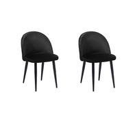 Beliani - Lot de 2 Chaises - Visalia - Velours, Noir