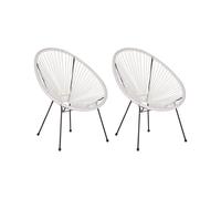 Beliani - Lot de 2 Fauteuils Spaghetti - Acapulco - Rotin PE et Acier, Blanc et