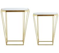 Beliani Lot de 2 Tables Basses Bouts de Canapés Design en Métal Doré avec Plateaux en Miroir Parfaits pour Un Salon au Style Glamour Tendance