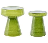 Beliani Lot de 2 Tables Basses d'Appoint Modernes Design en Verre Transparent Forme Ovale Vertes Laguna/Caldera