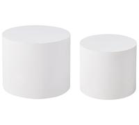 Lot de 2 Tables Basses Rondes Design Traditionnel MDF Blanc Manti