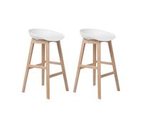 Beliani - Lot de 2 Tabourets - Bois avec Assise en Plastique, Blanc