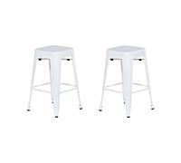 Beliani - Lot de 2 Tabourets - Cabrillo - 60 cm, Acier, Blanc