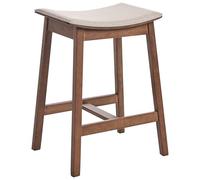 Beliani Lot de 2 Tabourets de Bar Assise Tapissée Bois Foncé et Beige Dixon