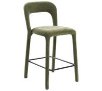Beliani Lot de 2 Tabourets de Bar en Tissu Chenille Rembourré Dossier Incurvé Vert Lakeville