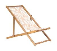 Beliani Lot de 2 Toiles de Remplacement pour Chaises Longues en Polyester Motif Feuilles Beige Anzio/Avellino