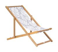 Beliani Lot de 2 Toiles de Remplacement pour Chaises Longues en Polyester Motif Feuilles Gris Anzio/Avellino