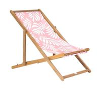 Beliani Lot de 2 Toiles de Remplacement pour Chaises Longues en Polyester Motif Feuilles Rose Anzio/Avellino
