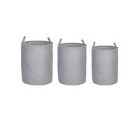 BELIANI Lot de 3 paniers à linge en coton polyester gris avec cordon de serrage accessoires ménagers pratiques