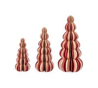 Beliani Lot de 3 Sapins de Noël Décoratifs en Papier Nid d'abeille Beige et Rouge Dhaulagiri