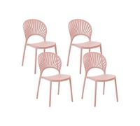 BELIANI Lot de 4 chaises de salle à manger en plastique rose Chaises de jardin empilables pour l'intérieur et l'extérieur style minimaliste