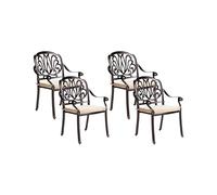 BELIANI Lot de 4 chaises de jardin en aluminium marron coussins d'assise en polyester extérieur style vintage rétro jardin terrasse