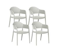 Beliani Lot de 4 Chaises de Jardin Classique en Matière Synthétique Intérieur Extérieur avec Accoudoirs Empilables Vert Clair Narino
