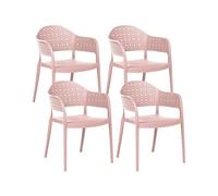 Beliani Lot de 4 Chaises de Jardin Classique en Matière Synthétique Intérieur Extérieur avec Accoudoirs Empilables Rose Narino
