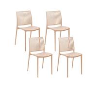 Beliani Lot de 4 Chaises de Jardin en Plastique Synthétique Empilable Meuble d'Extérieur Beige Sable Illumani