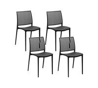 Beliani Lot de 4 Chaises de Jardin en Plastique Synthétique Empilable Meuble d'Extérieur Noir Illumani