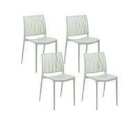 Beliani Lot de 4 Chaises de Jardin en Plastique Synthétique Empilable Meuble d'Extérieur Vert Clair Illumani