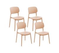 Beliani Lot de 4 Chaises de Jardin en Plastique Synthétique Empilables Meuble d'Extérieur Beige Sable Tupiza