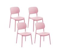 Beliani Lot de 4 Chaises de Jardin en Plastique Synthétique Empilables Meuble d'Extérieur Rose Tupiza