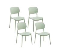 Beliani Lot de 4 Chaises de Jardin en Plastique Synthétique Empilables Meuble d'Extérieur Vert Clair Tupiza