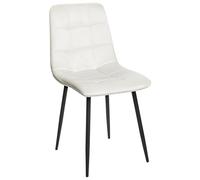 Beliani Lot de 4 Chaises de Repas Salle à Manger Moderne Pieds en Métal Sièges en Velours Blanc Cassé Powell