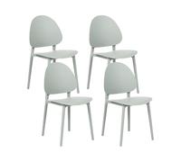 Beliani Lot de 4 Chaises de Salle à Manger Classique Minimaliste en Plastique sans Accoudoirs Intérieur Extérieur Vert Menthe Ceara