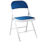 Beliani Lot de 4 Chaises en Métal Pliantes Cadre Blanc et Dossier Bleu Sparks