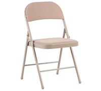 Beliani Lot de 4 Chaises en Métal Pliantes Cadre et Dossier Rembourré Beige Sparks