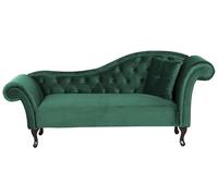 Beliani Méridienne Chesterfield en Velours Salon Bureau Bibliothèque Vert Foncé Lattes