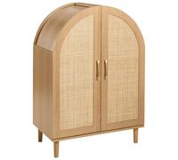 Beliani Meuble à Chaussures Bohème en MDF 4 Étagères pour 16 Paires Façade en Rotin Marron Clair Bicheno