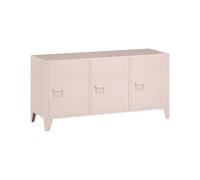 Beliani Meuble de Rangement Beige Acier 3 Portes Buffet Industriel Moderne | Métal, 2 Étagères, Revêtu de poudre, À assembler entièrement, 120 x 40 x 60 cm