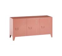 Beliani Meuble de Rangement Marron Doré Acier 3 Portes Buffet Industriel | Métal, 2 Étagères, Revêtu de poudre, À assembler entièrement, 120 x 40 x 60 cm