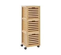 Beliani Meuble Haut Marron Bambou Mélaminé Armoire Salle Bain | Bois, Assemblage partiel requis, 32 x 30 x 90 cm